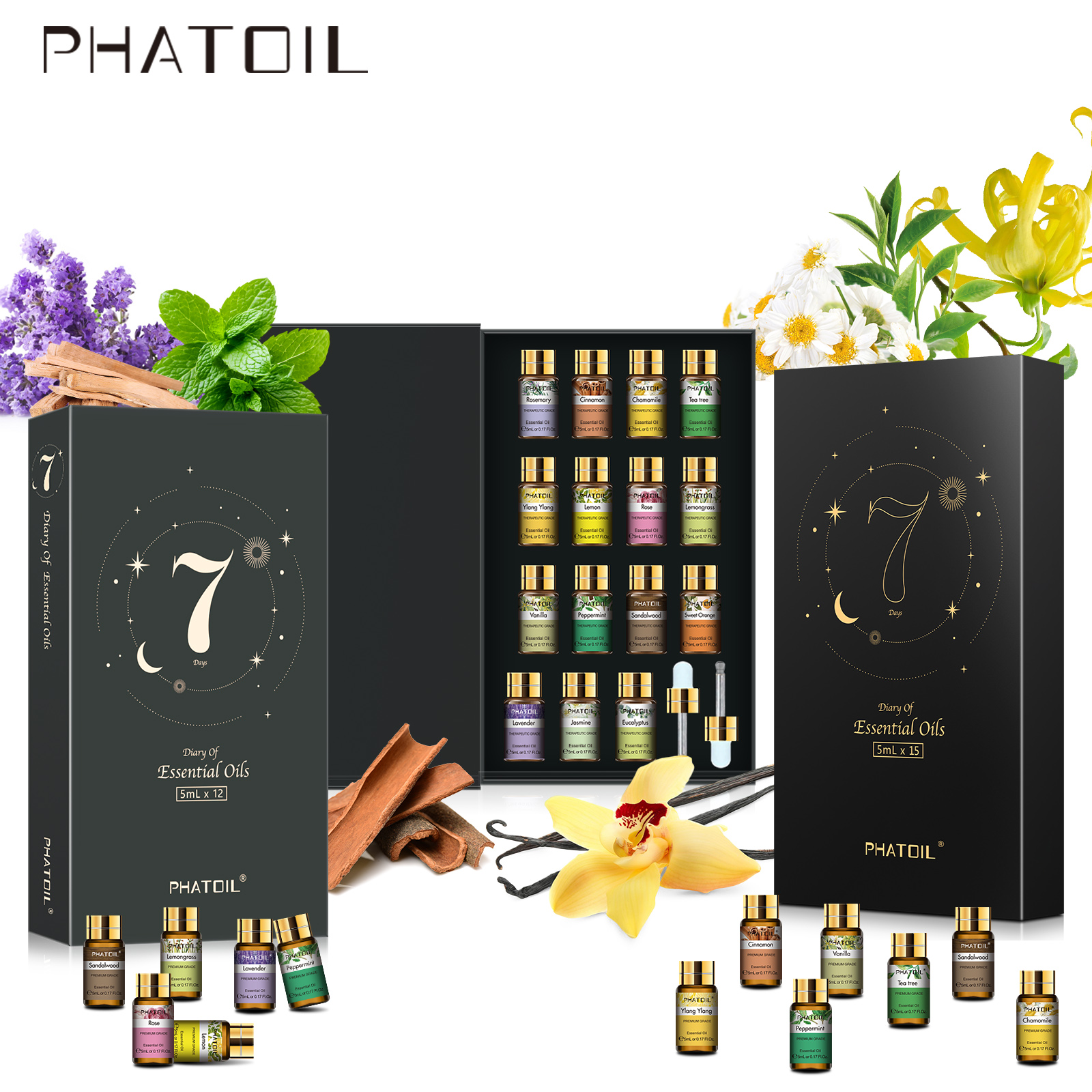 Home Fragrance Oil - PHATOIL 12pcs/15pcs Aromatherapy Essential Oil Set-5ml