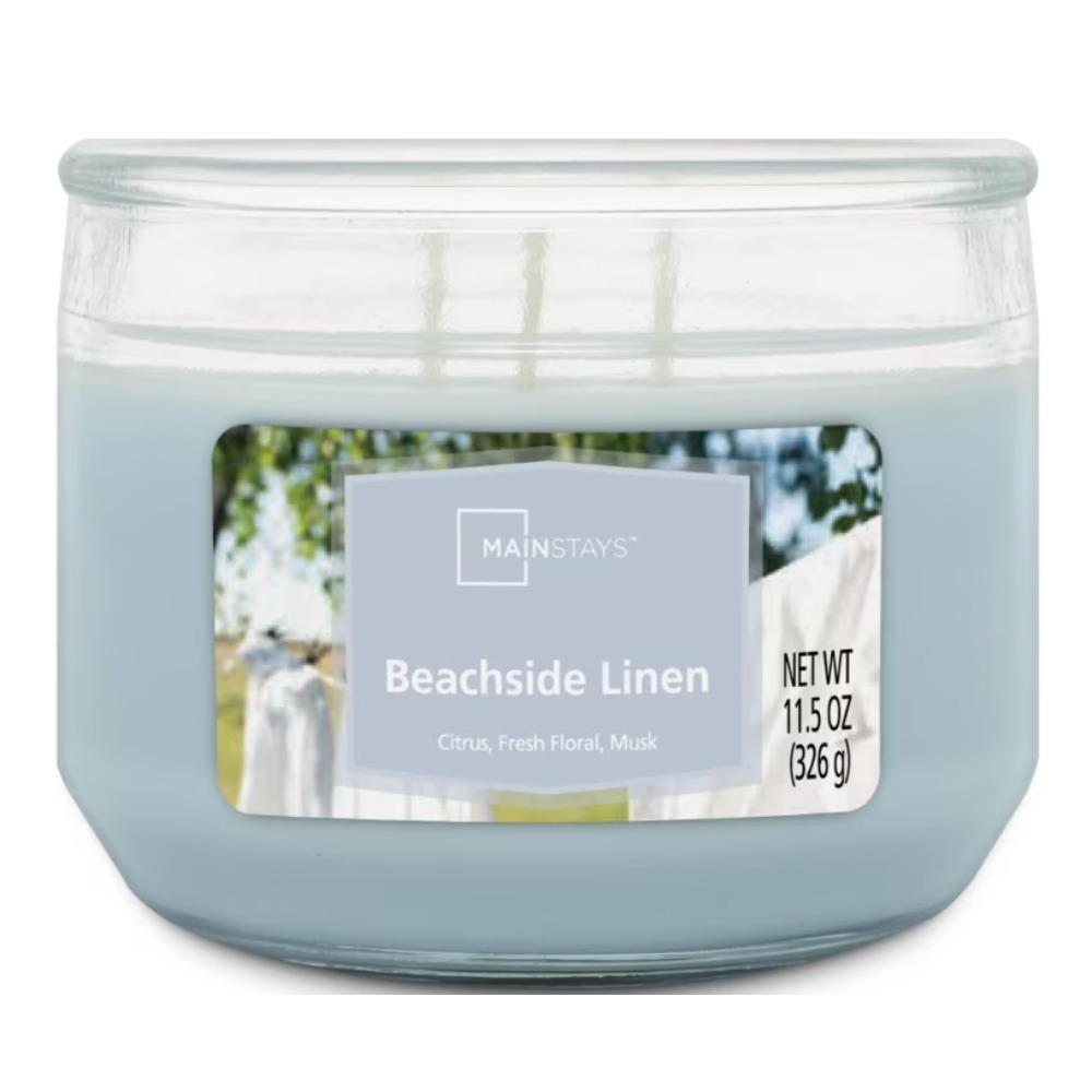 Home Fragrance Fresh Linen - Large Blue 3-Wick Glass Jar Candle