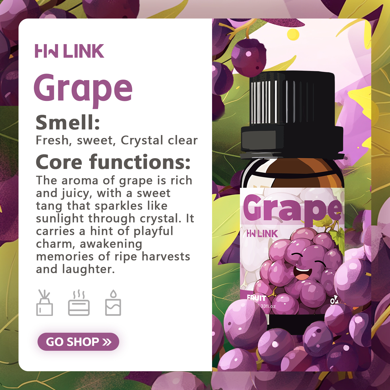 Grape Essential Oil 10ml Perfu - Home Fragrance Oil avis et prix