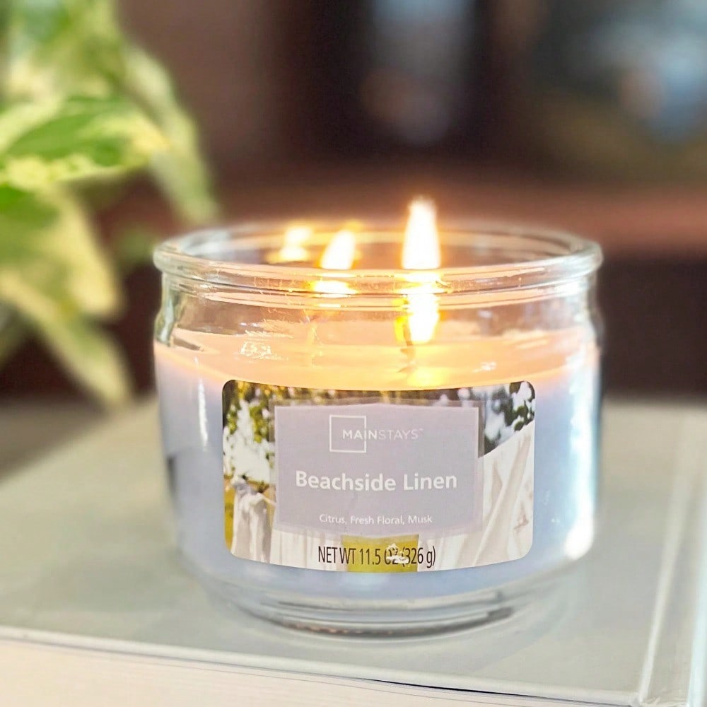 3-Wick Scented Glass Jar Candl - Home Fragrance Fresh Linen avis et prix