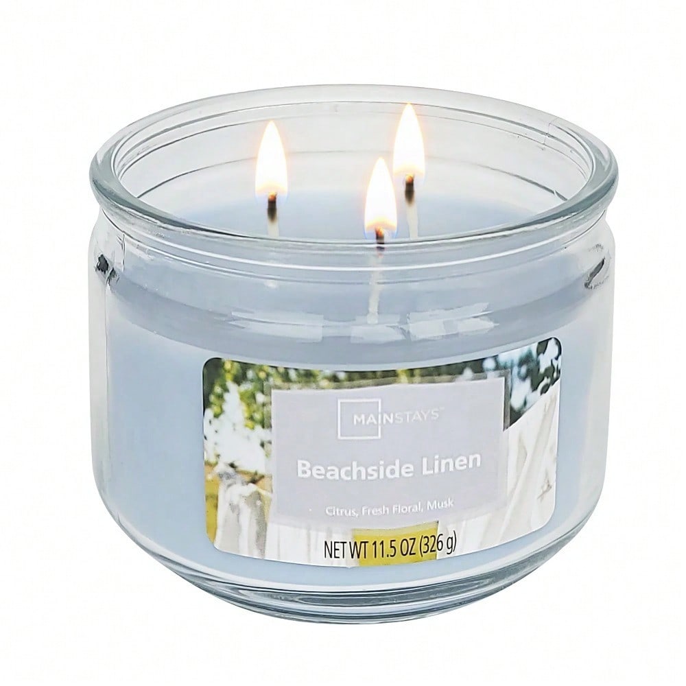 3-Wick Scented Glass Jar Candl - Home Fragrance Fresh Linen avis et prix